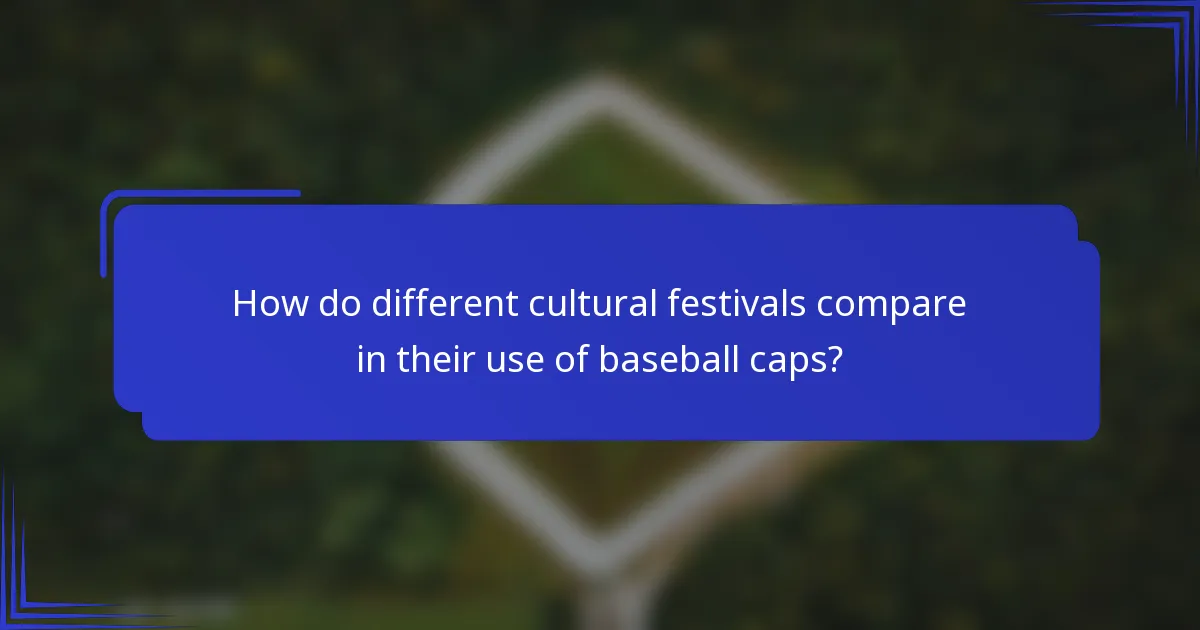 How do different cultural festivals compare in their use of baseball caps?