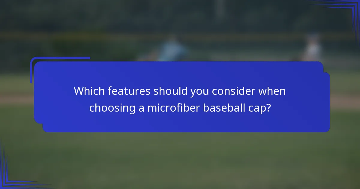Which features should you consider when choosing a microfiber baseball cap?